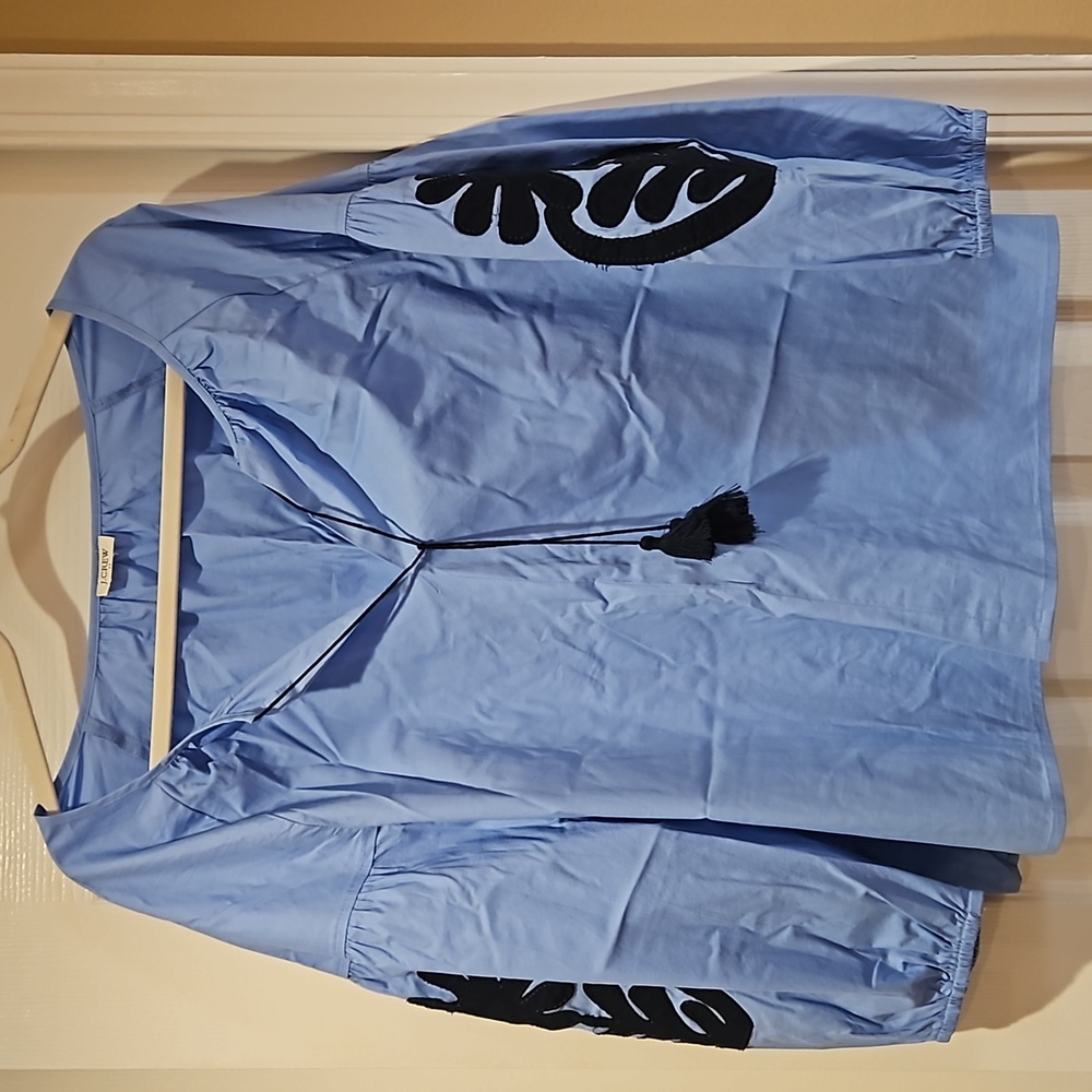 JCrew Top, Light Blue, New, only tried on.  Size Large, Smoke free home